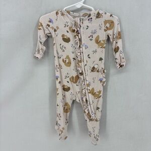 Angel dear 0-3 months baby one piece bamboo pajamas animal print pink girl